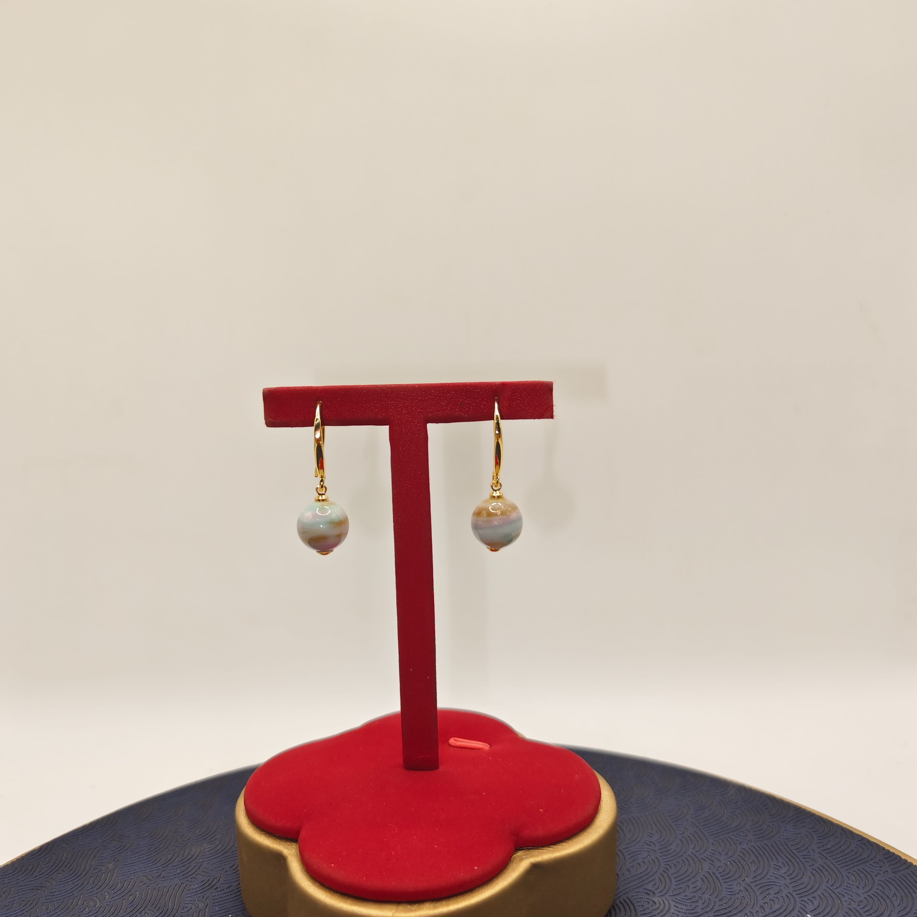 7号H117杉七彩10mm圆珠耳坠