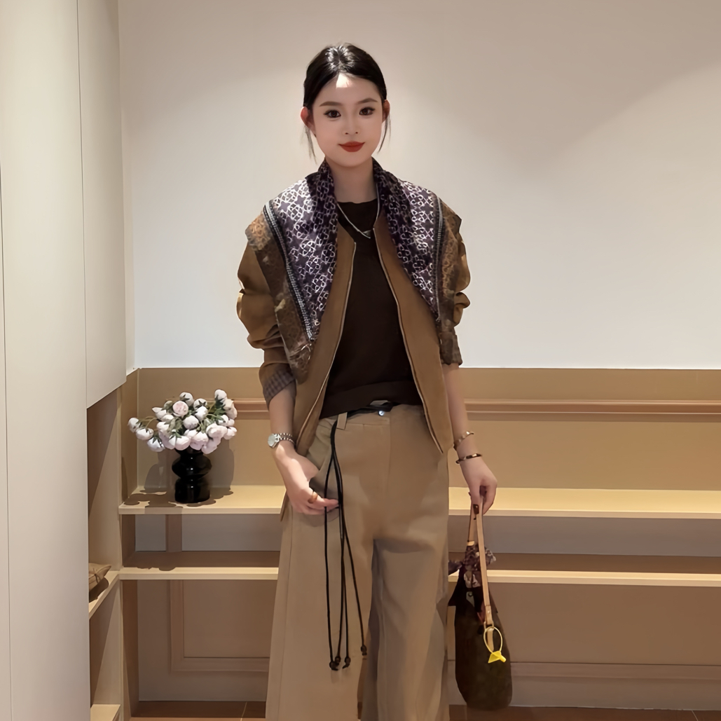 女不掉色法式鎏金波西米亚风丝巾韩版高档潮流休闲外套