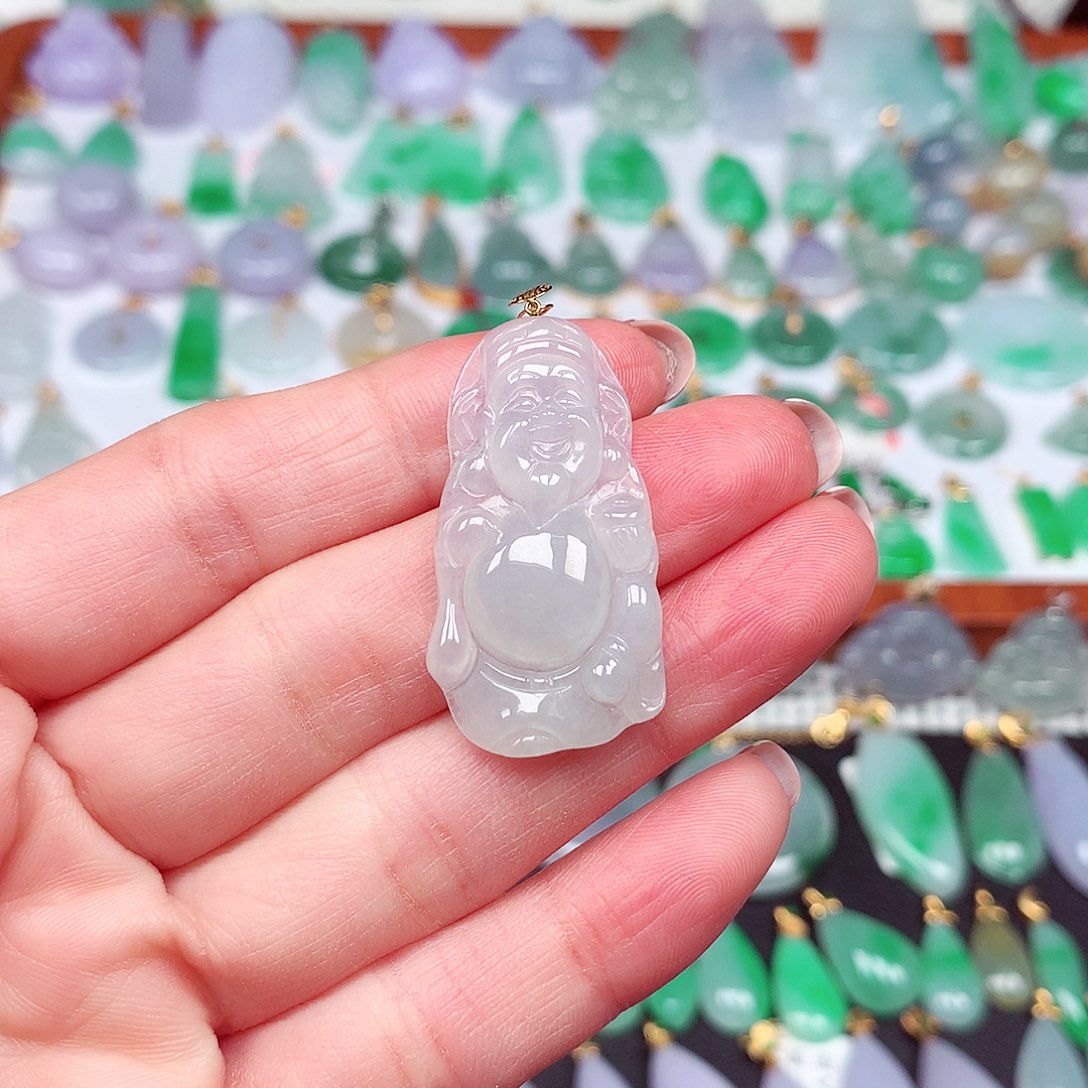 翡翠颈饰18K金镶嵌天然翡翠A货