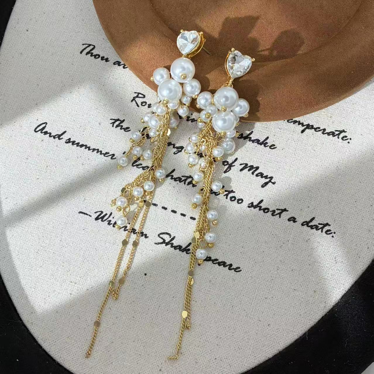 合金仿珍珠耳饰 远远（YY401）流苏时尚轻奢气质超仙少女素款