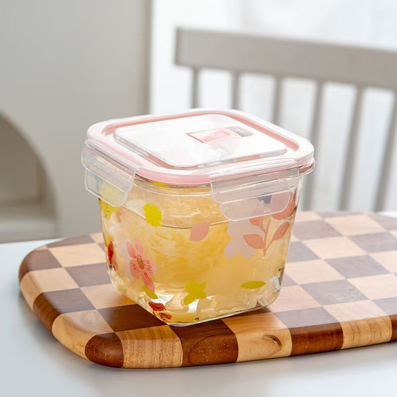 家用大容樱花密封罐多功能玻璃保鲜盒玻璃家用密封罐