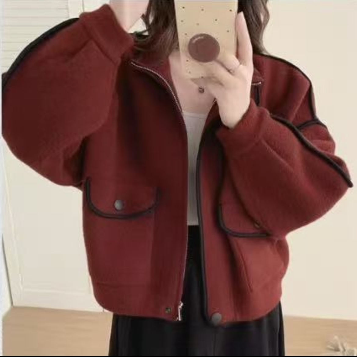 881新款时尚立领小香气质款外套（衣长53左右）