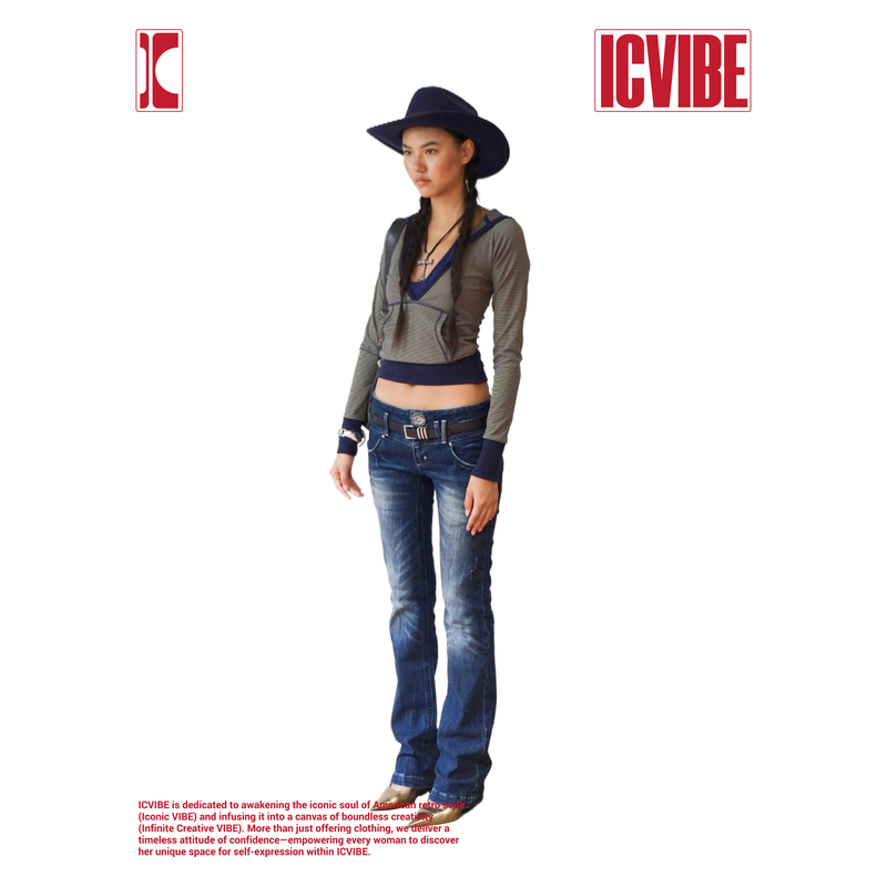 ICVIBE 古早档案·skinny修身直筒版型 宽腰头+大按扣弹力牛仔裤