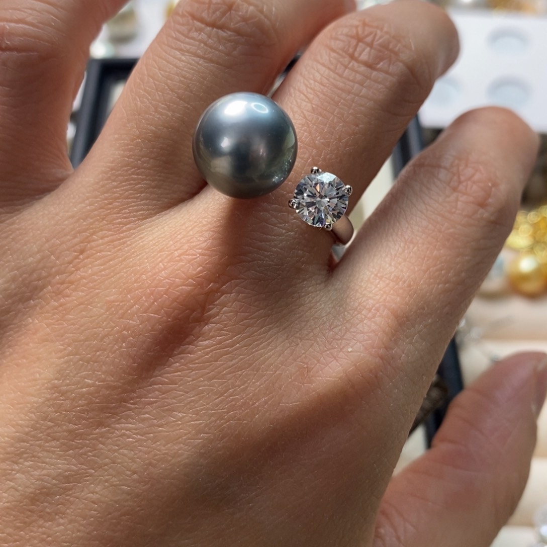 海水珍珠戒圈银S925镶嵌