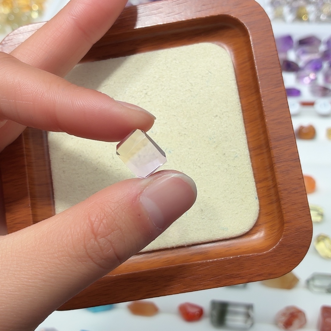 珠宝半成品水晶银S925镶嵌紫黄晶随型