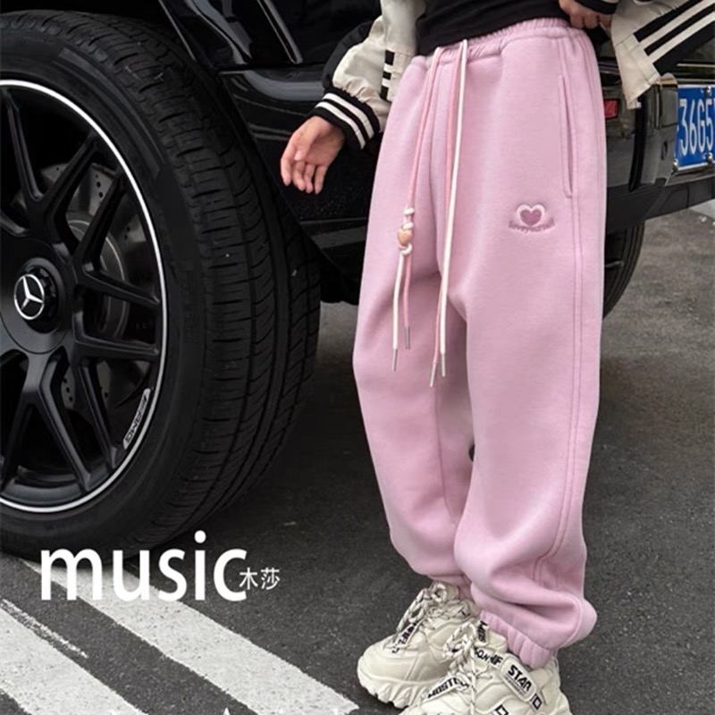 【专属】韩版爱心刺绣冬季加绒卫裤 A686 686 