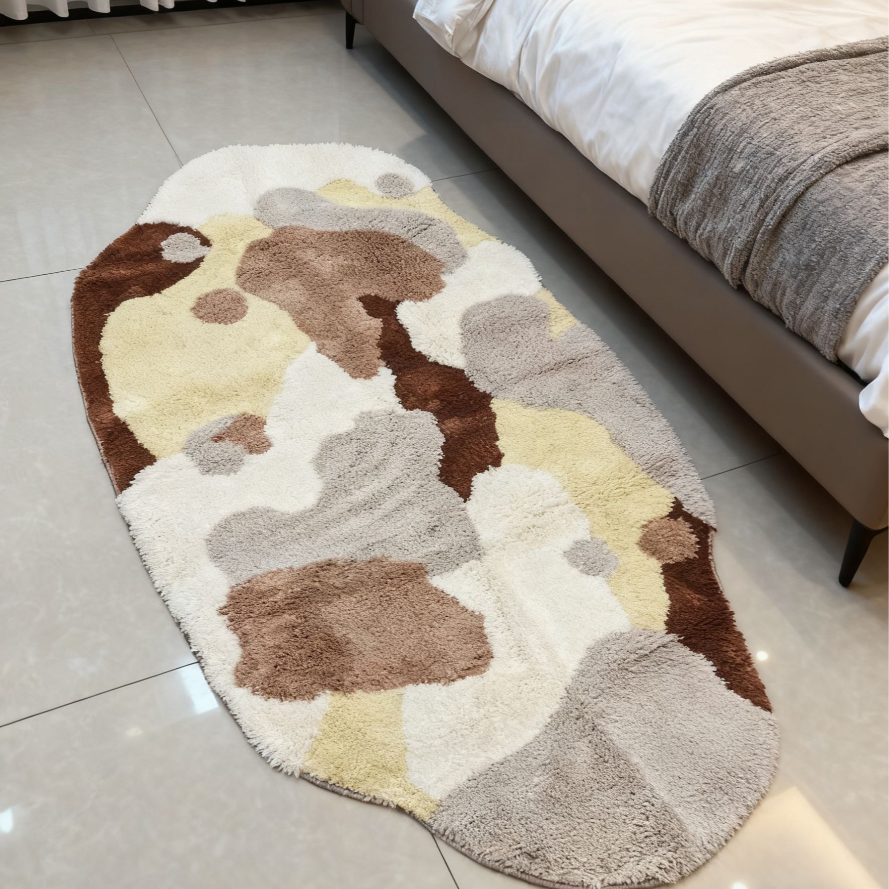 【同款低价】沙漠苔藓双尺寸踏雪奶油风卧室床边客厅长条地毯