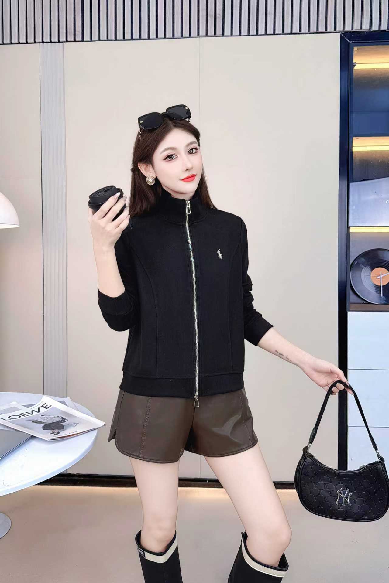 25876#拉链开衫刺绣小马长袖上衣女时尚百搭休闲显瘦减龄春秋