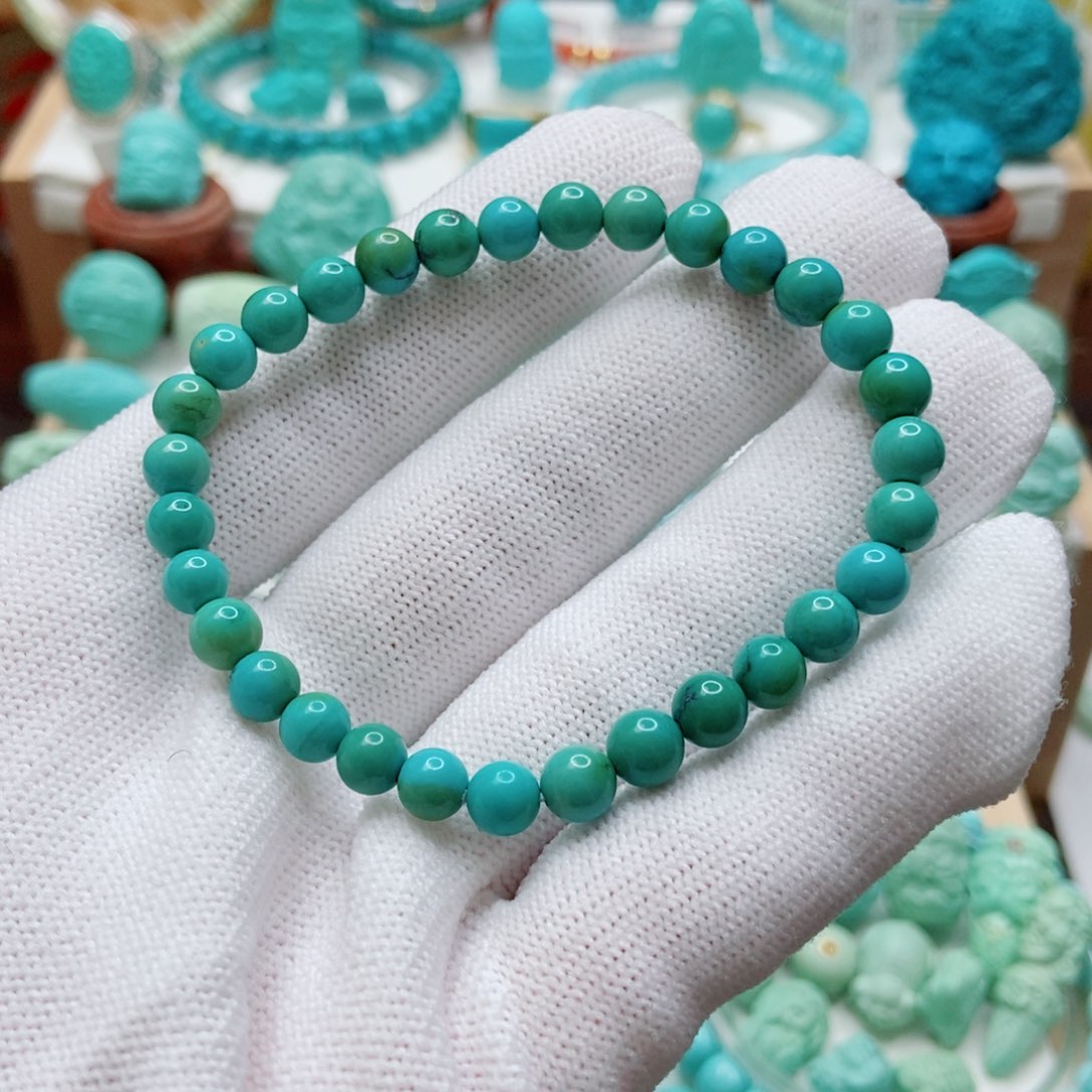 绿松石未镶嵌圆珠手串6mm