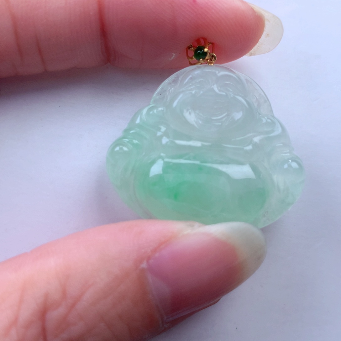 翡翠吊坠(不含链)18K金镶嵌