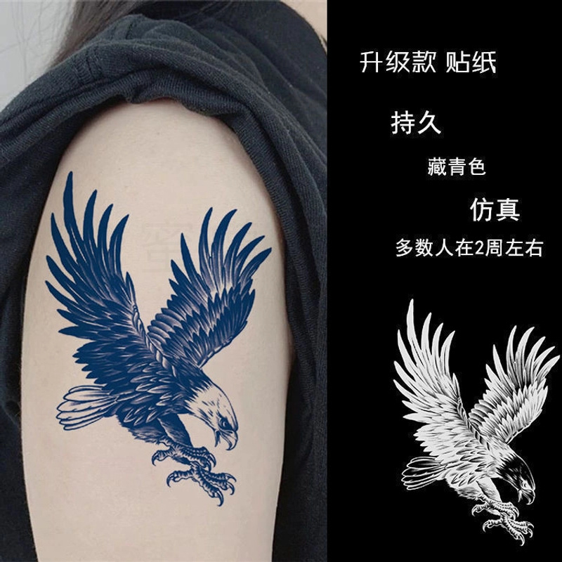 雄鹰展翅草本果汁半永久防水持久仿真刺青男女花臂半臂胸口
