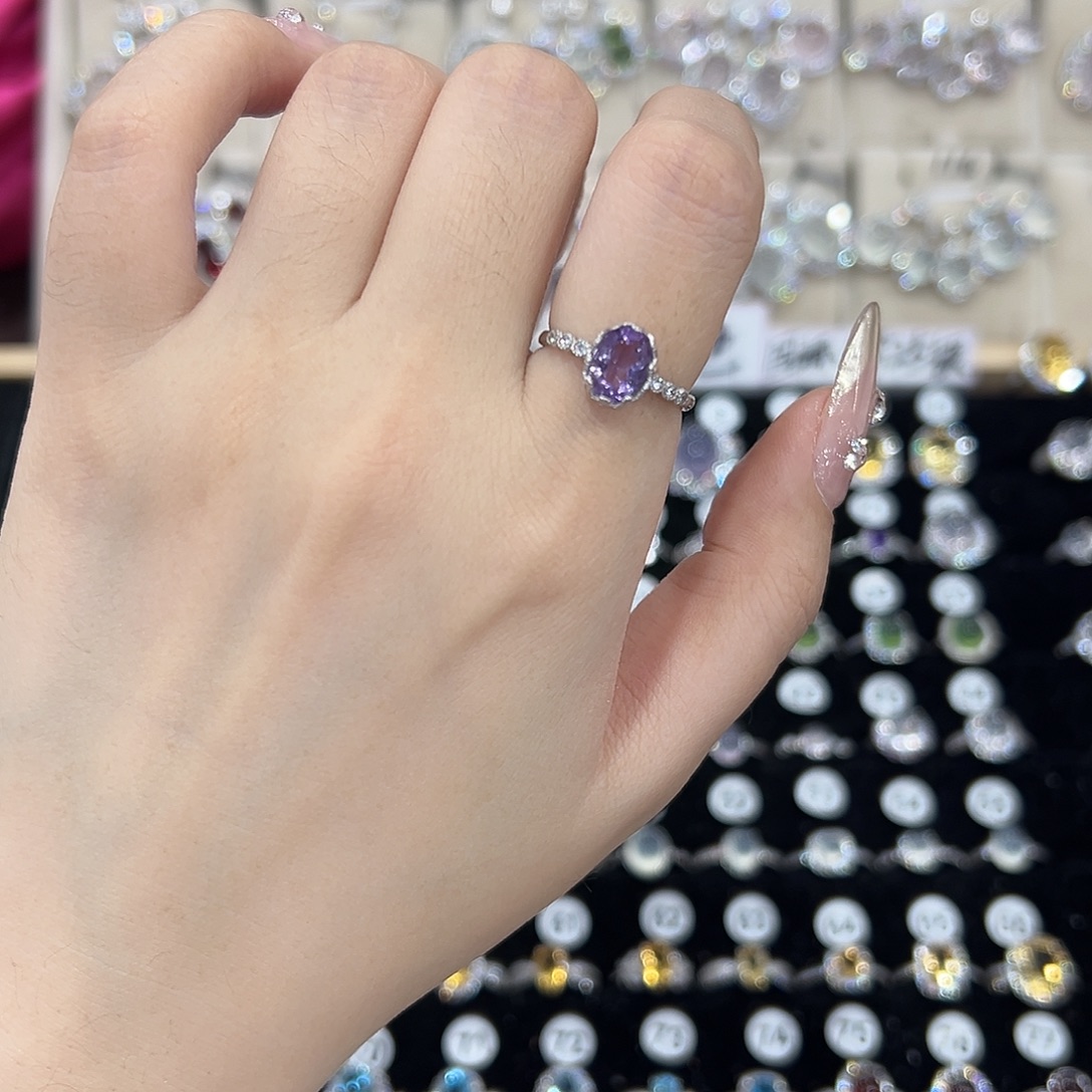 紫晶戒指银S925镶嵌