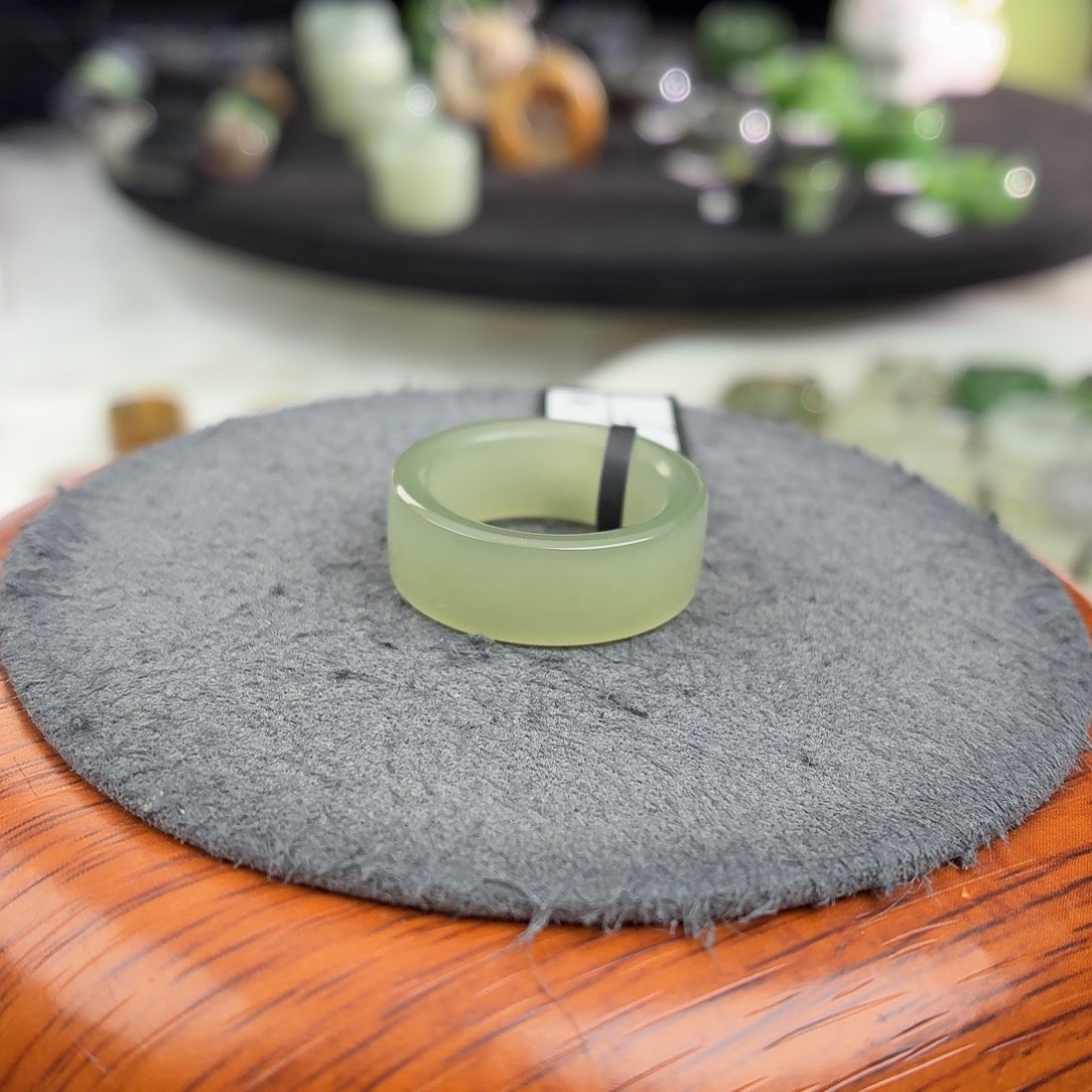 和田玉未镶嵌戒指b10冰晴窄直切16.5不退换