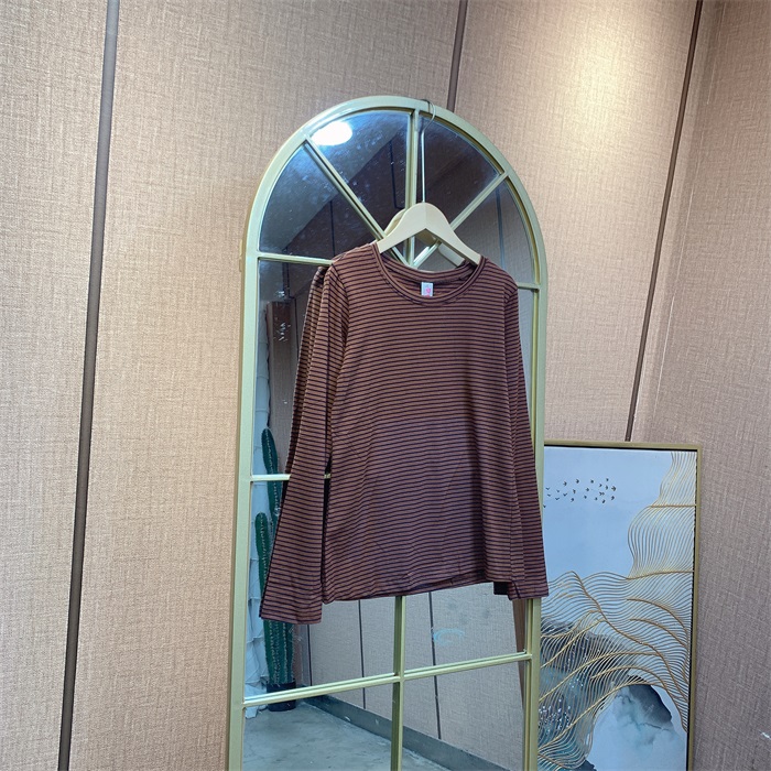 S174棕色条纹孕妇上衣  M120 3XL150