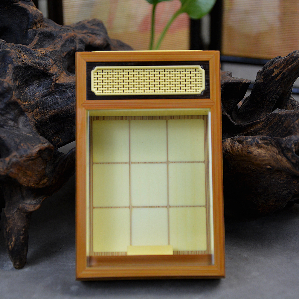 曹自康收藏款人物留青雕刻竹蛉金钟盒鸣虫虫具