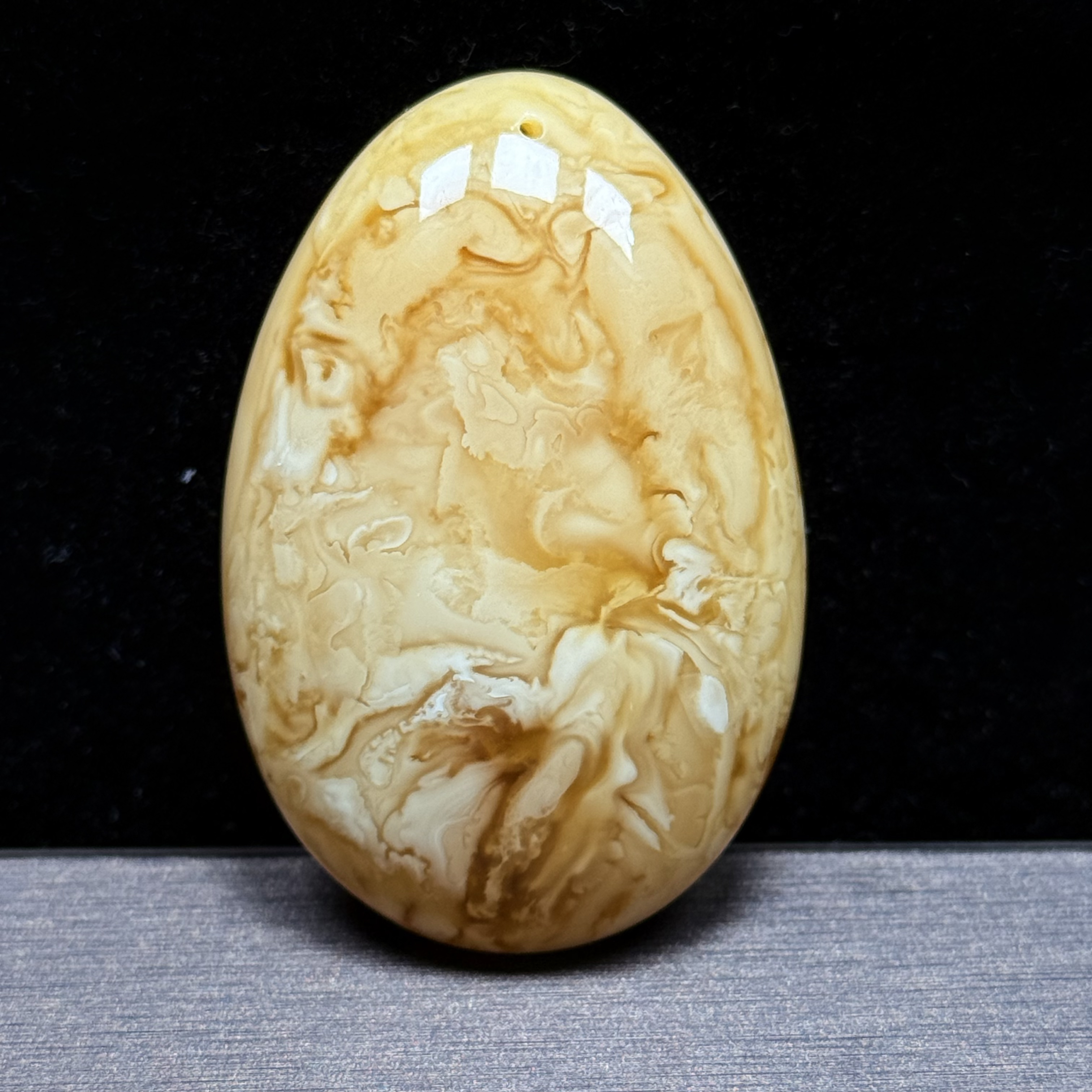 【伟伟鉴定】原矿蜜蜡 满蜡花鸡油黄 大蛋面 吊坠55x38x15时尚百搭