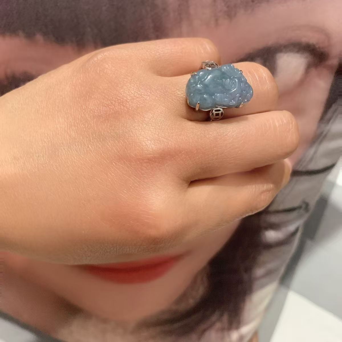 非金属仿水晶戒指 非金属貔貅戒指