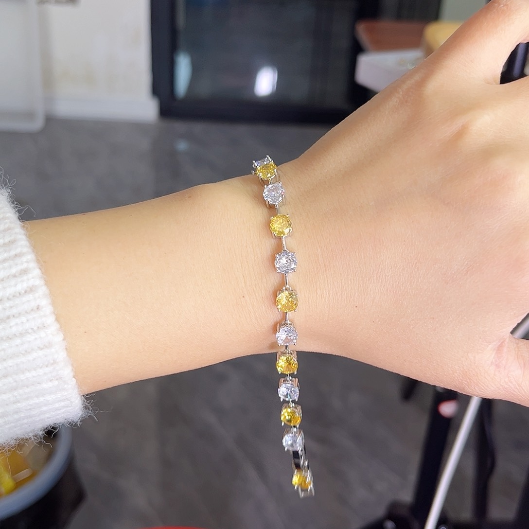 手链彩色蓝宝石银S925镶嵌