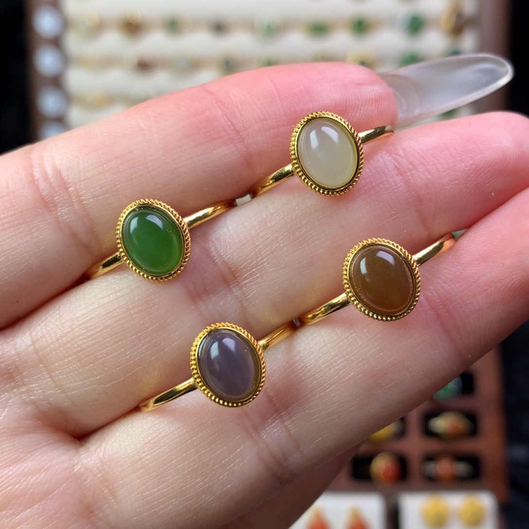 和田玉银S925镶嵌戒指