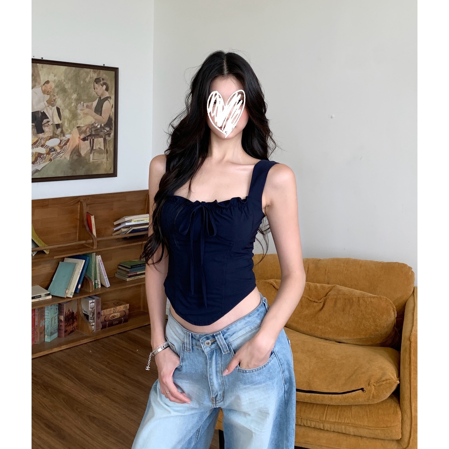 辣妹风设计感修身吊带背心女2025夏新款系带紧身显瘦短款内搭外穿
