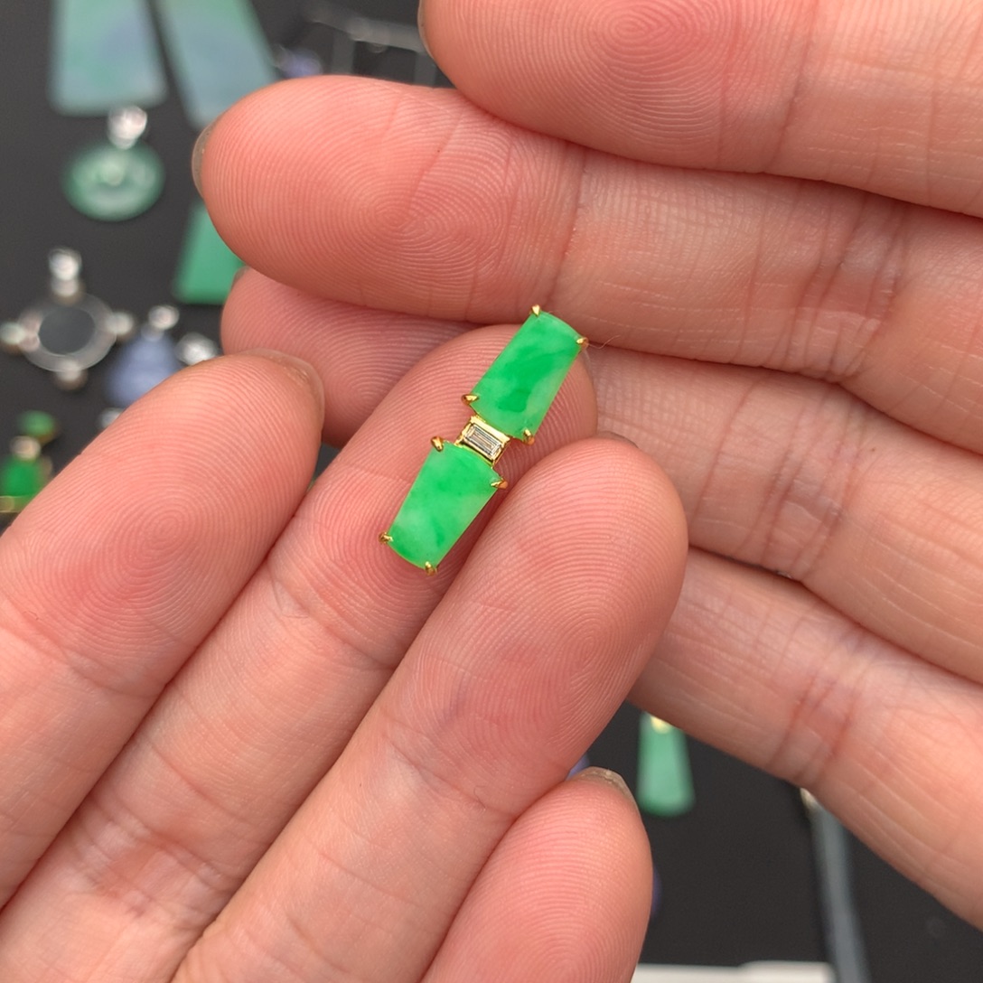 翡翠18K金镶嵌吊坠(不含链)