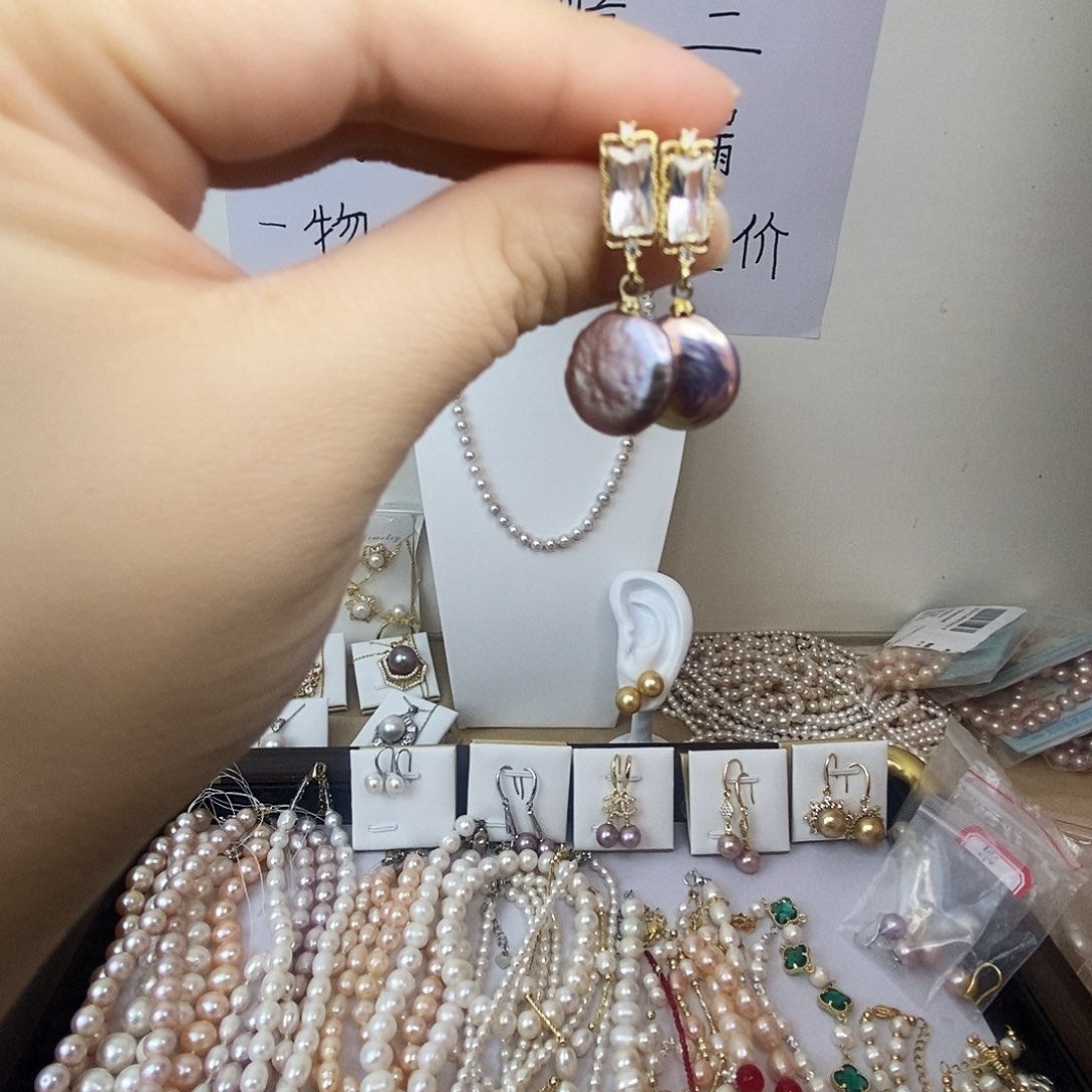 淡水珍珠耳饰合金