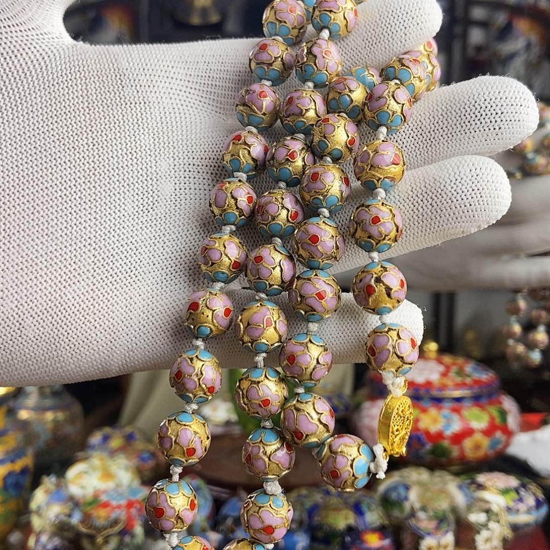 清***姜铜景泰蓝创汇金地项链