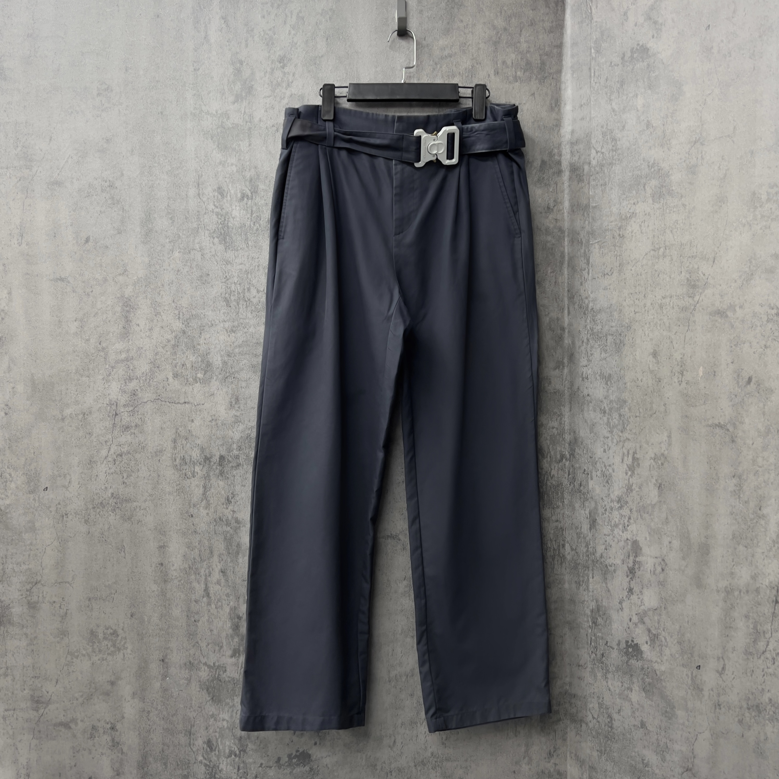 99新 DIOR/迪奥 重磅锁扣Logo灰蓝休闲裤/WK077/50码/可调节腰围