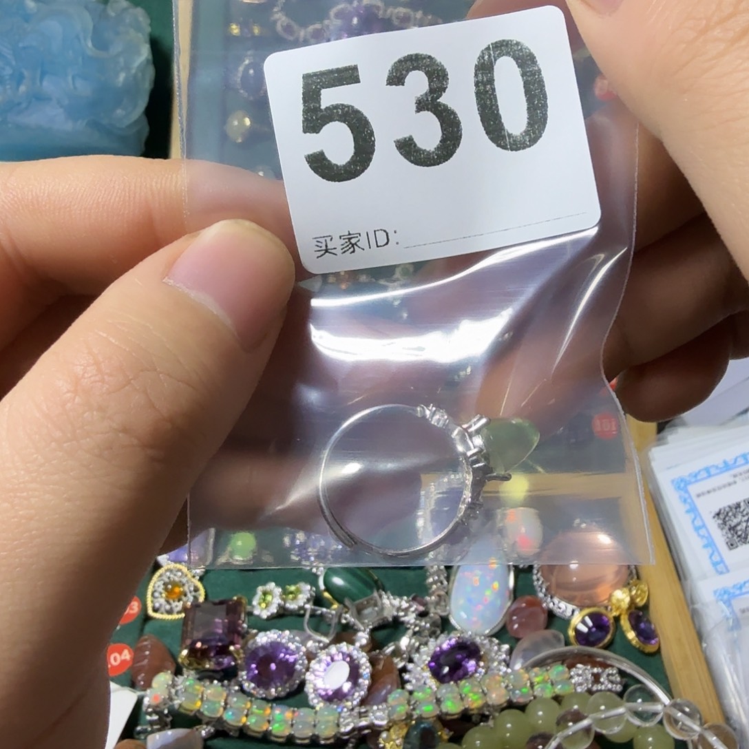 ****呀葡萄石银S925镶嵌戒指