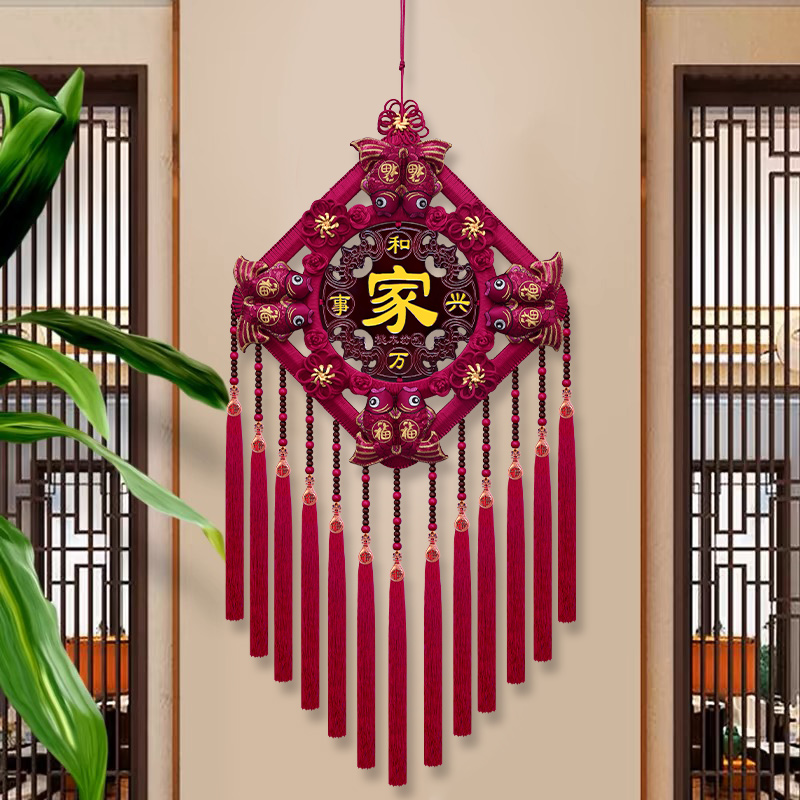故宫红F【民族风】中国结客厅背景墙玄关新年装饰福字背景墙 M39F-T