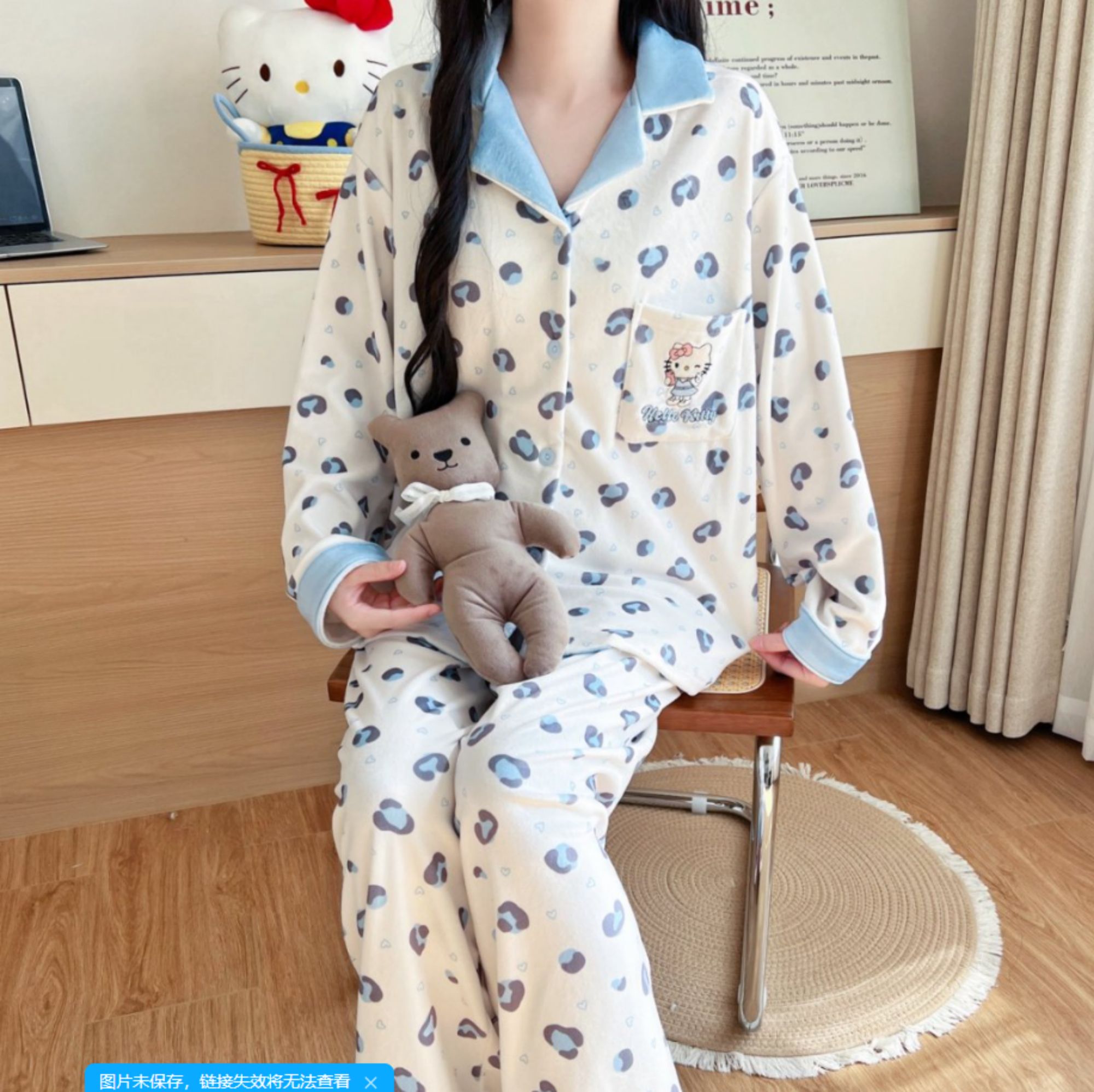 知莺海岛绒舒适保暖卡通秋冬新款休闲印花家居服套装65079