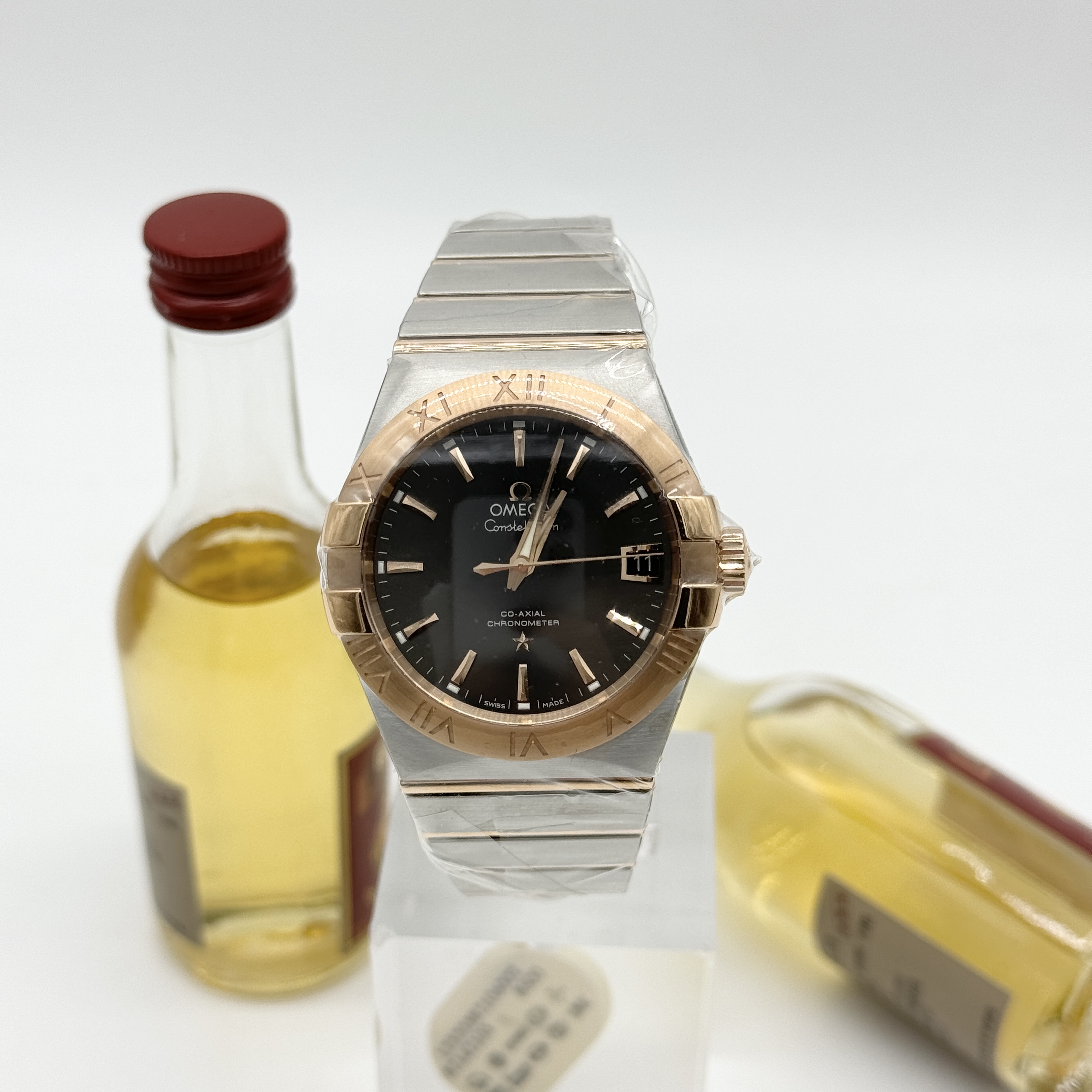 全新未使用 Omega/欧米茄 星座系列 自动上链 精钢+红金 38mm 全