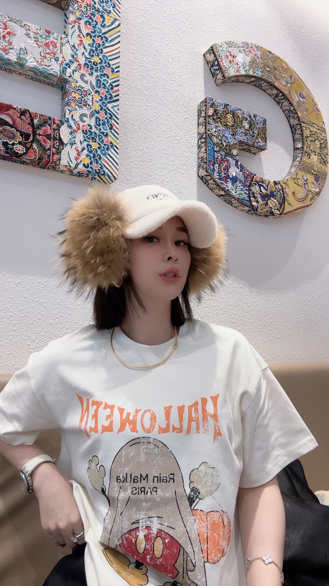 83618：米老鼠印花英文中长款圆领短袖夏季短袖宽松