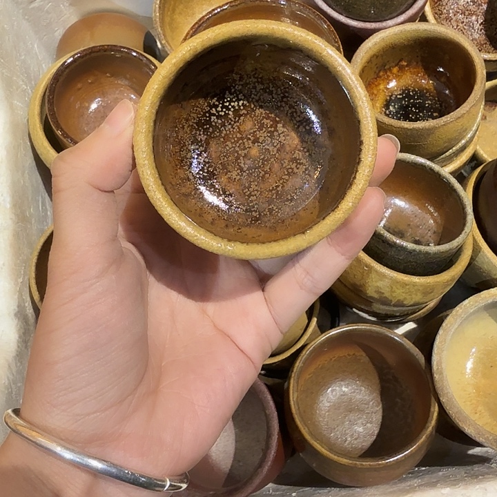 建水紫陶白泥柴烧微瑕杯