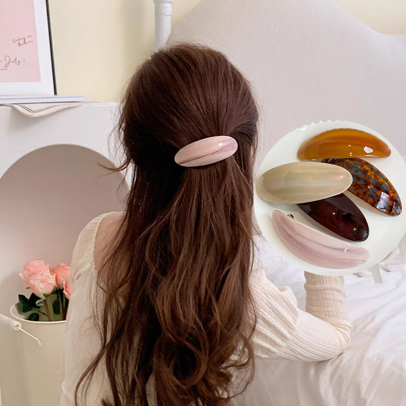 韩系简约醋酸后脑勺半扎发弹簧夹顶夹高级感马尾夹一字夹夹子头饰