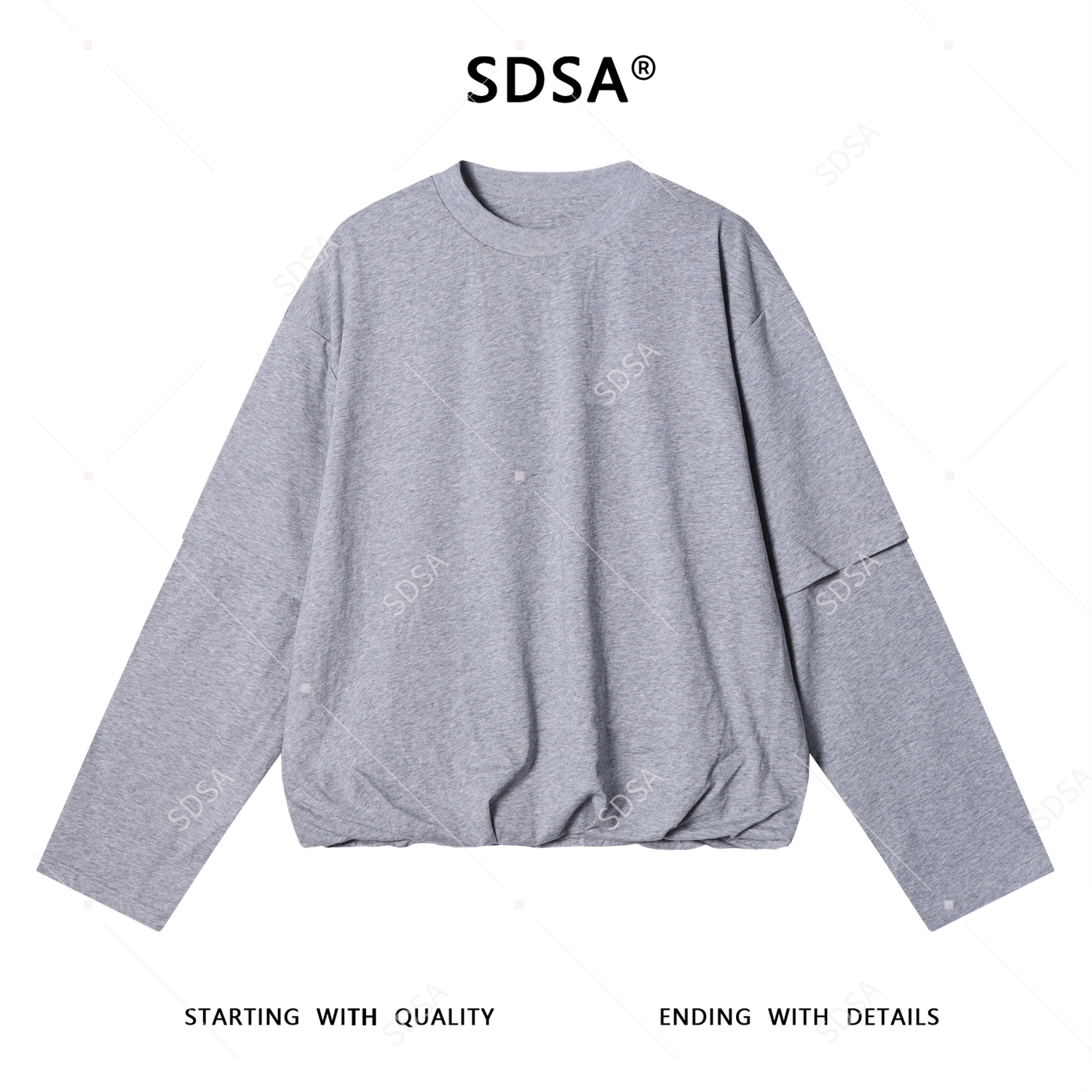 SDSA男士秋冬新款痞帅男装韩版纯色袖子拼接设计圆领卫衣百搭宽松