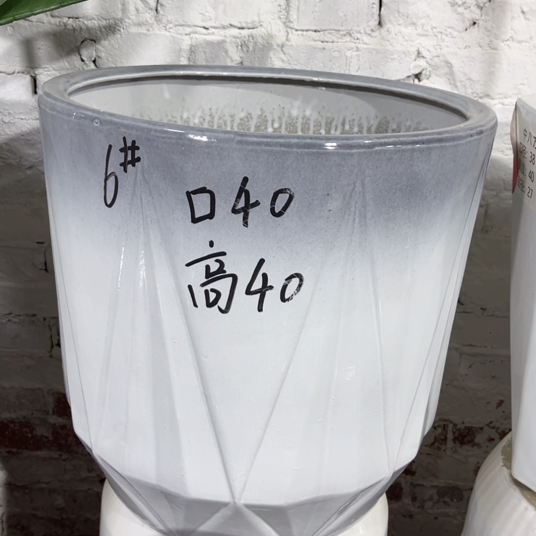小****?特大号渐变灰40口圆钻石陶瓷花盆微瑕