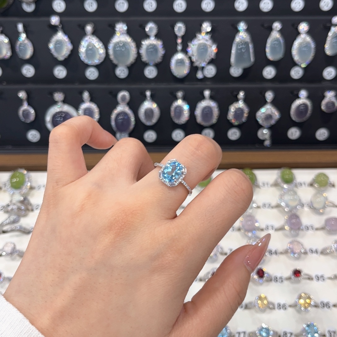 小***ღ银S925镶嵌戒指水晶