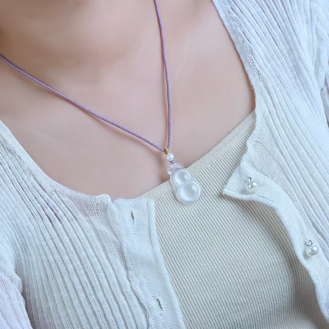 精致高冰玉髓福禄双全福禄挂件20*34尺寸