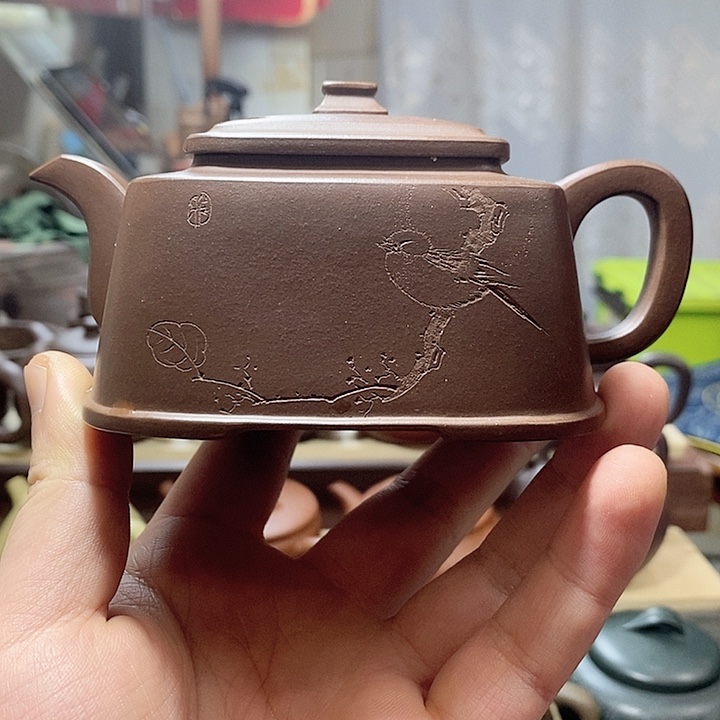 紫砂茶壶河****巍四方壶 半手工制作