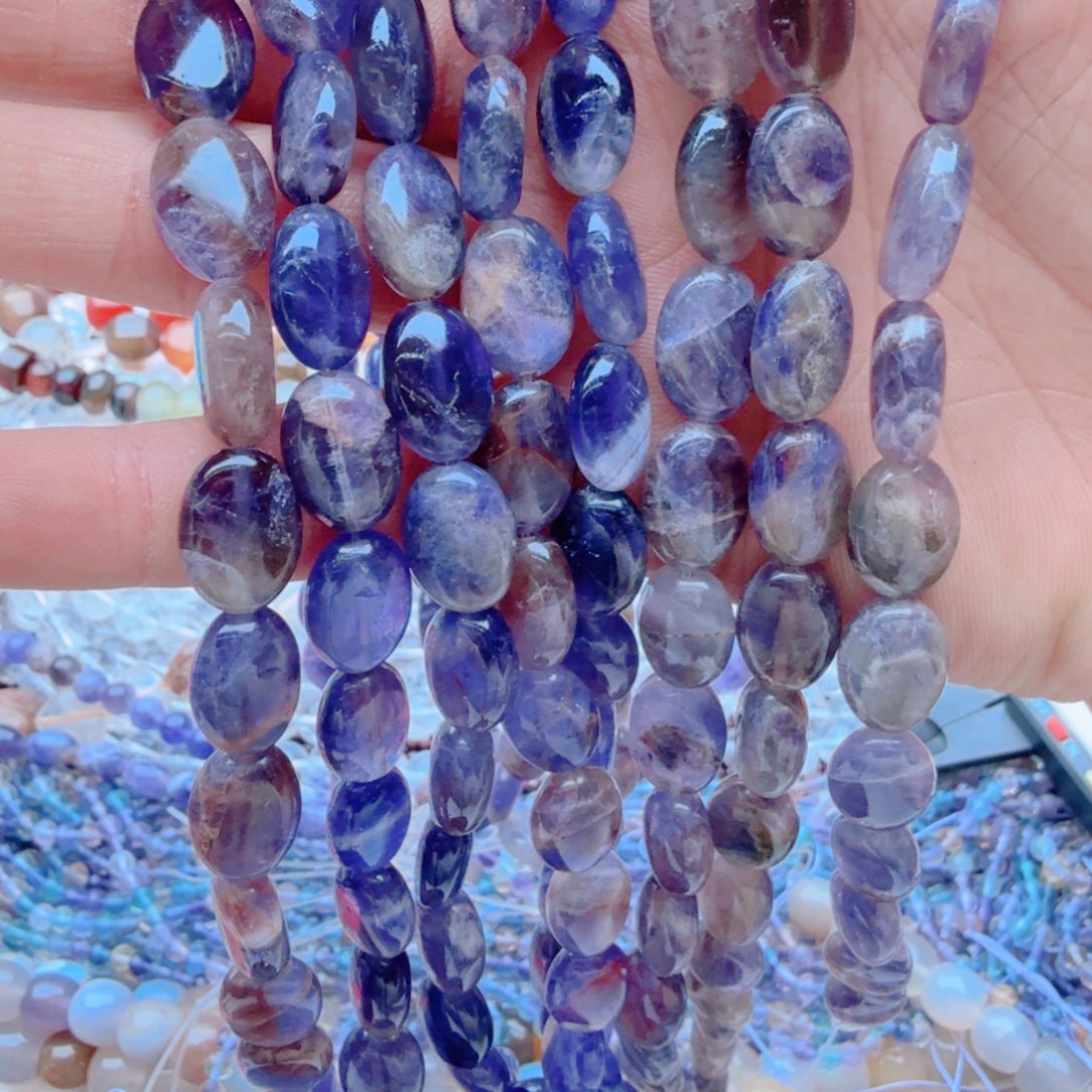 玛瑙/玉髓珠宝半成品未镶嵌紫水晶蛋型1条卡10*14