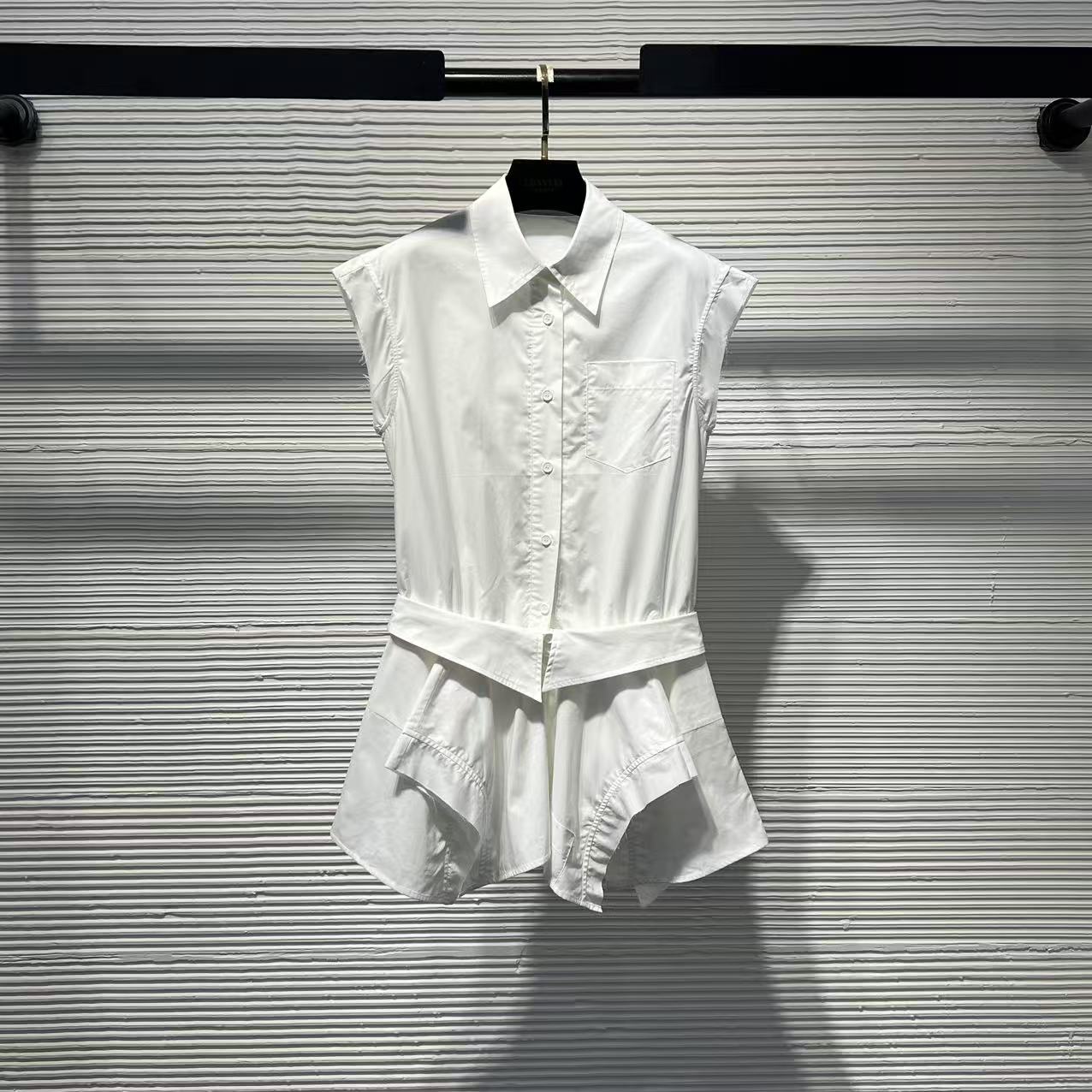 连衣裙夏季设计师无袖夏季收腰显瘦白色百搭A243