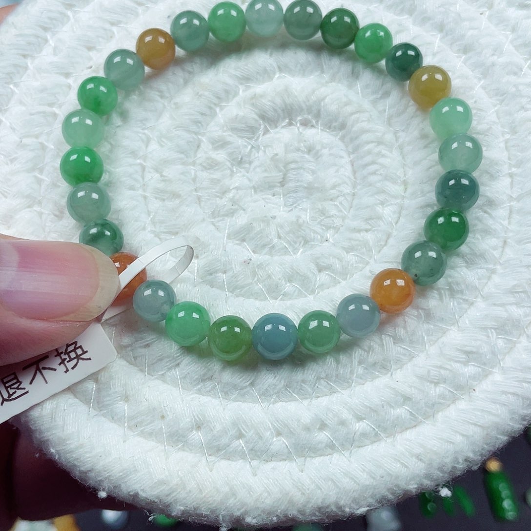 翡翠未镶嵌手链天然缅甸翡翠A卡6.7