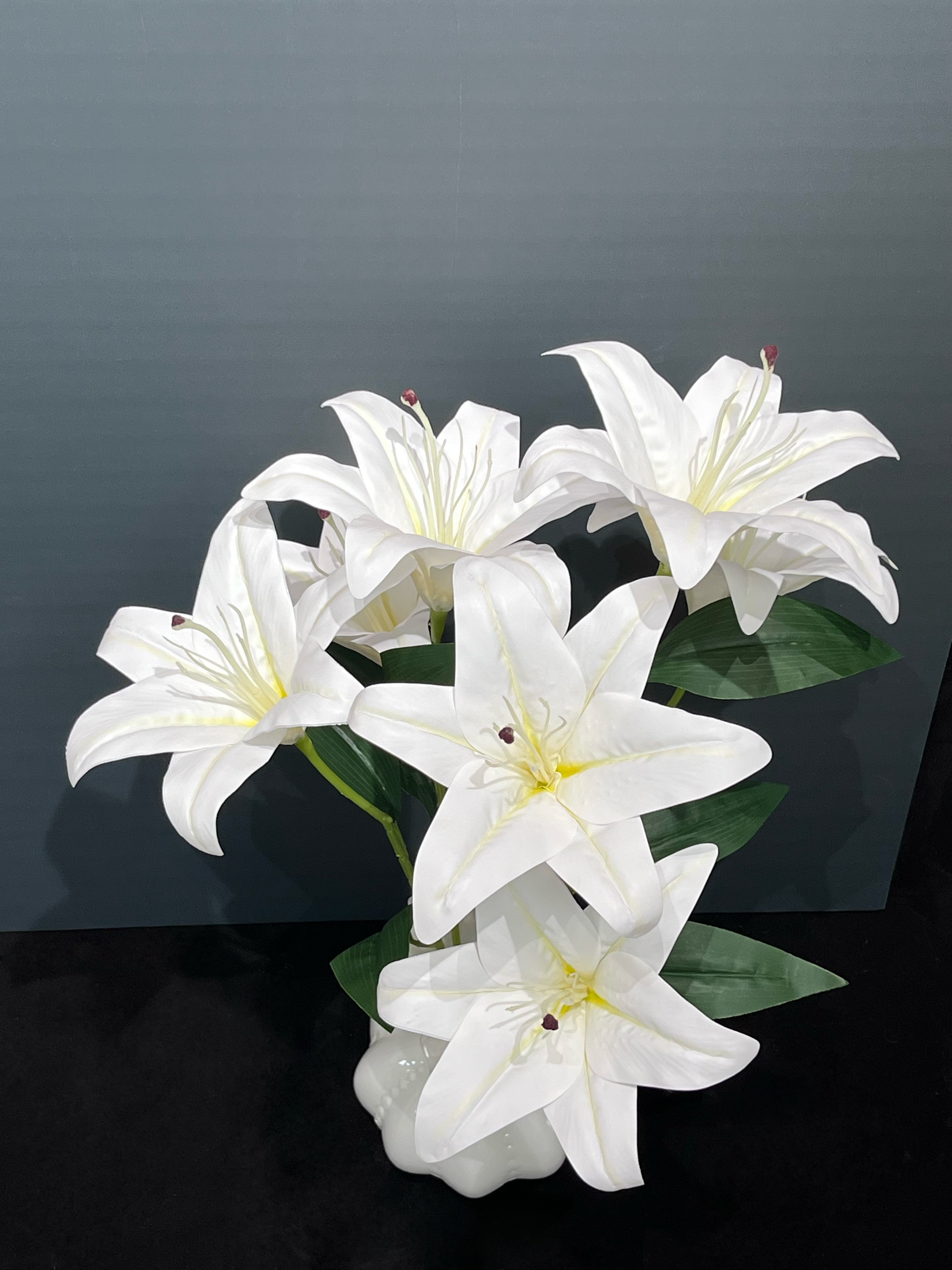 【裕澜】白色黄心7头百合 胶片3D打印 可水洗 白月光 56CM高