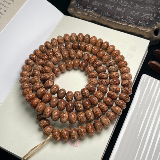9*13苹果珠长串念珠 海南星月菩提陈籽 月朗星稀小细星 高油高瓷