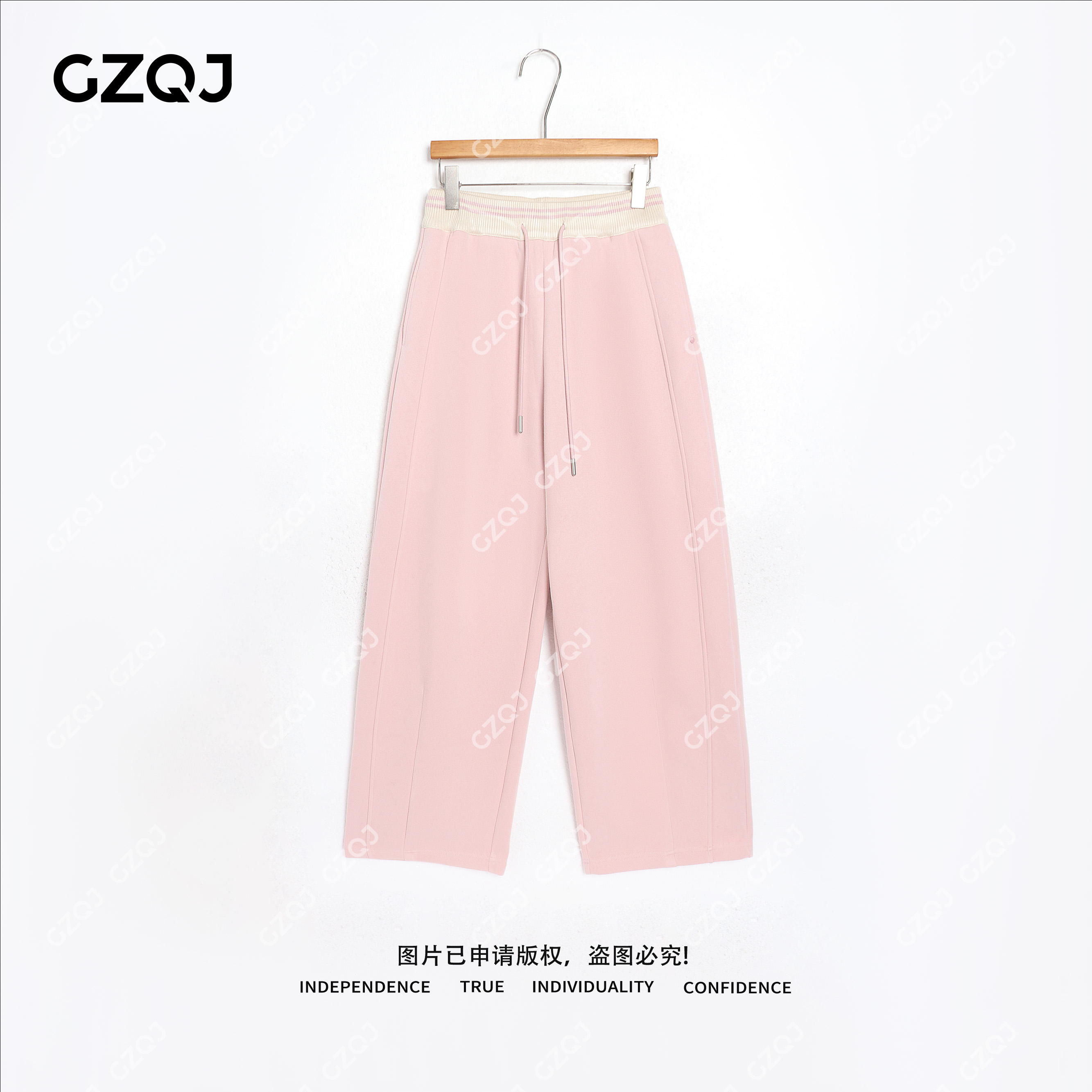 老琴私服【撞色暖绒】加绒加厚时尚抽绳松紧腰显瘦休闲裤女冬款498