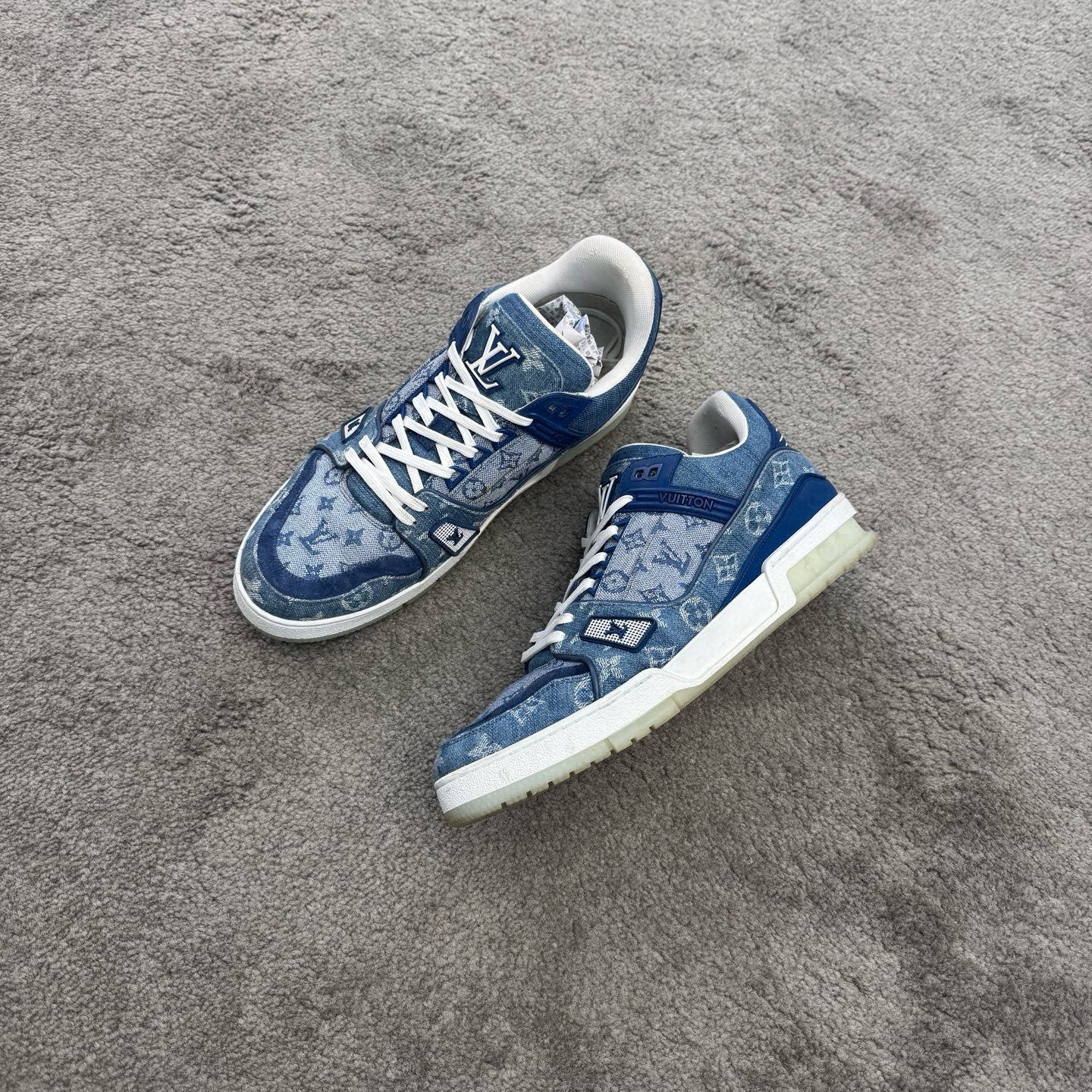 95新 LouisVuitton/路易威登 43.5码 trainer蓝牛仔 板鞋