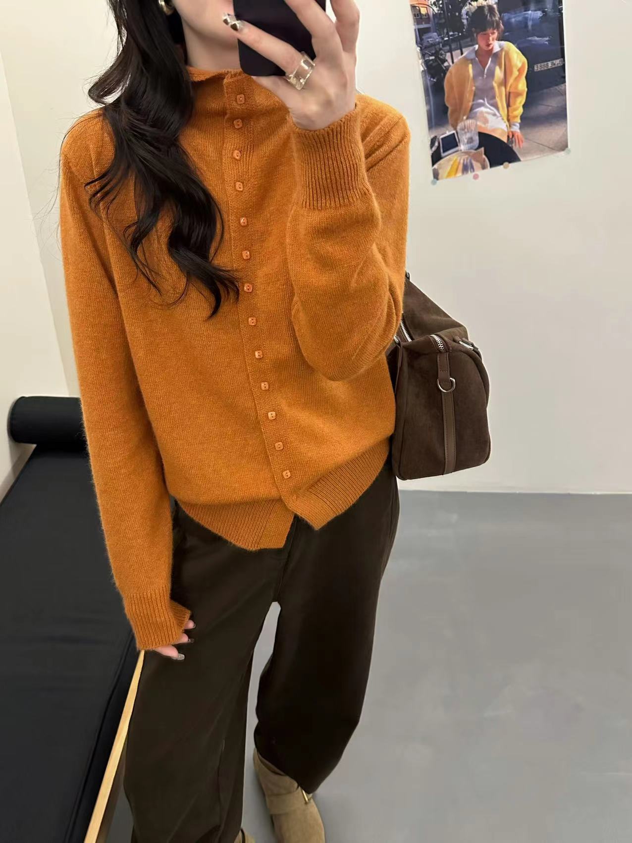 2025立领针织秋款厚款半开领毛针织衫纯色翻领网红上衣