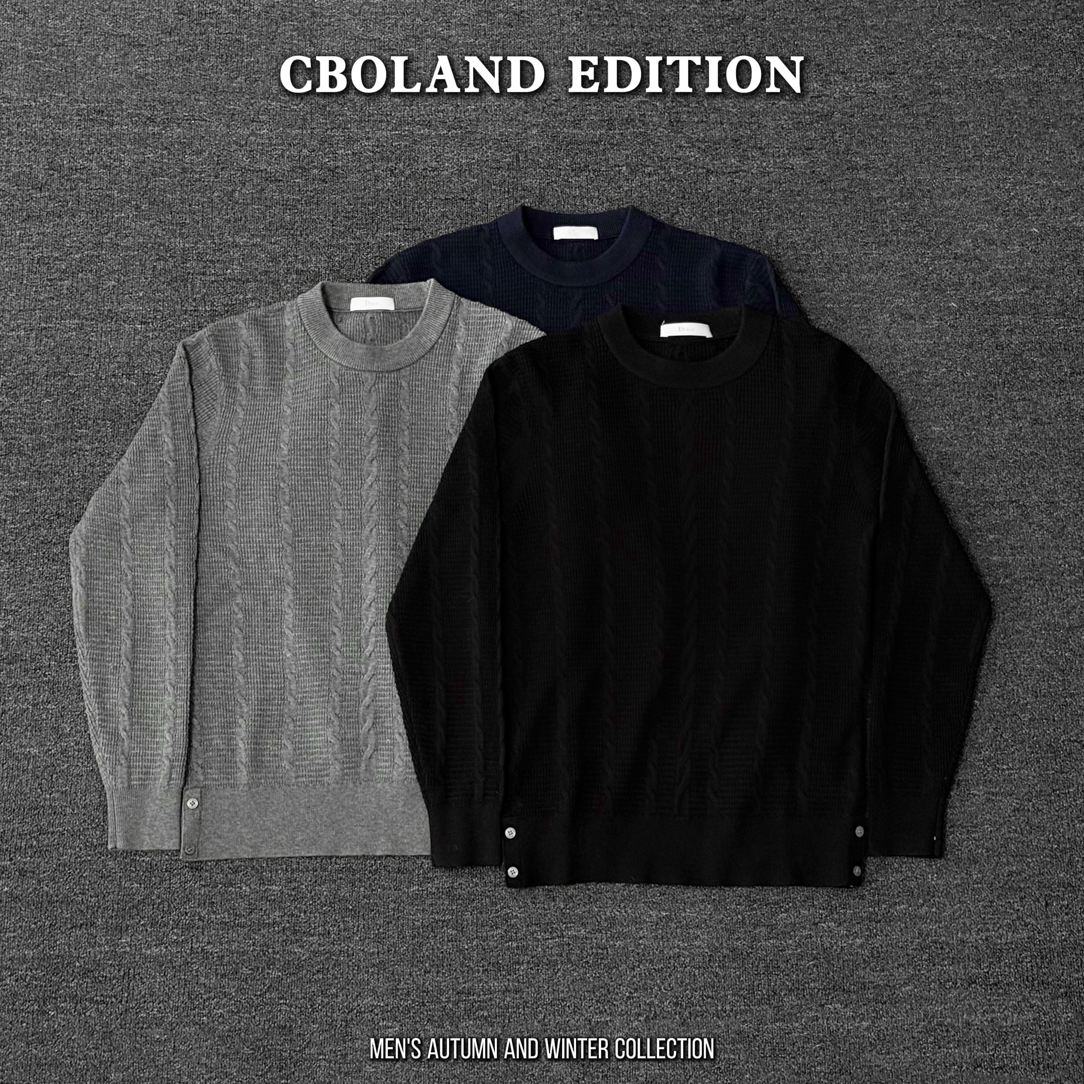 CBOLAND 羊毛毛衣圆领纯色长袖秋冬针织冬季男士针织衫时尚