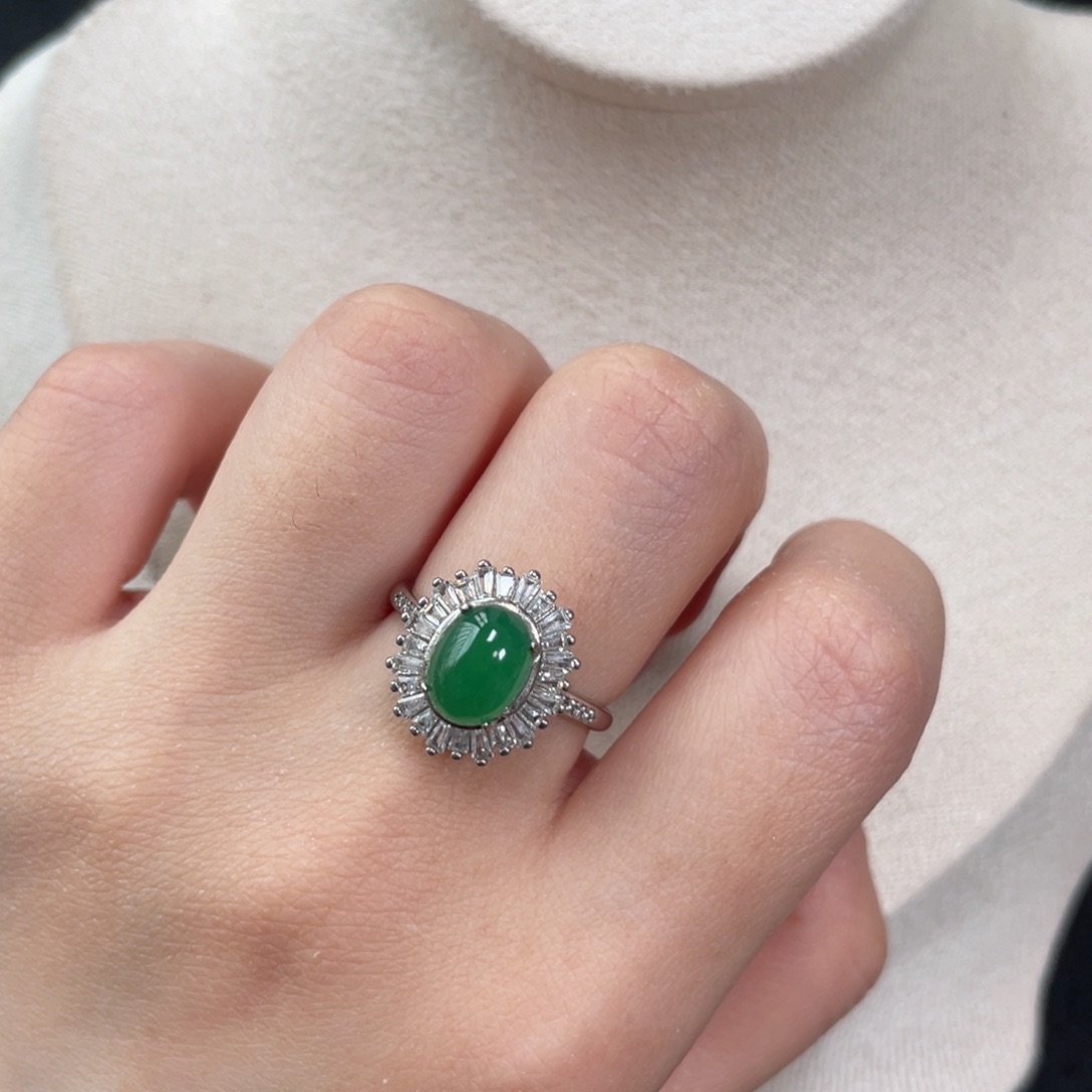 翡翠戒指银S925镶嵌24988